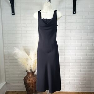 Vintage Scarlett Black Lace Embellished Cowl Neck Pull Over Midi Dress 10